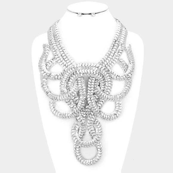 Silver Link Chain Necklace Set - Picture 1 of 2